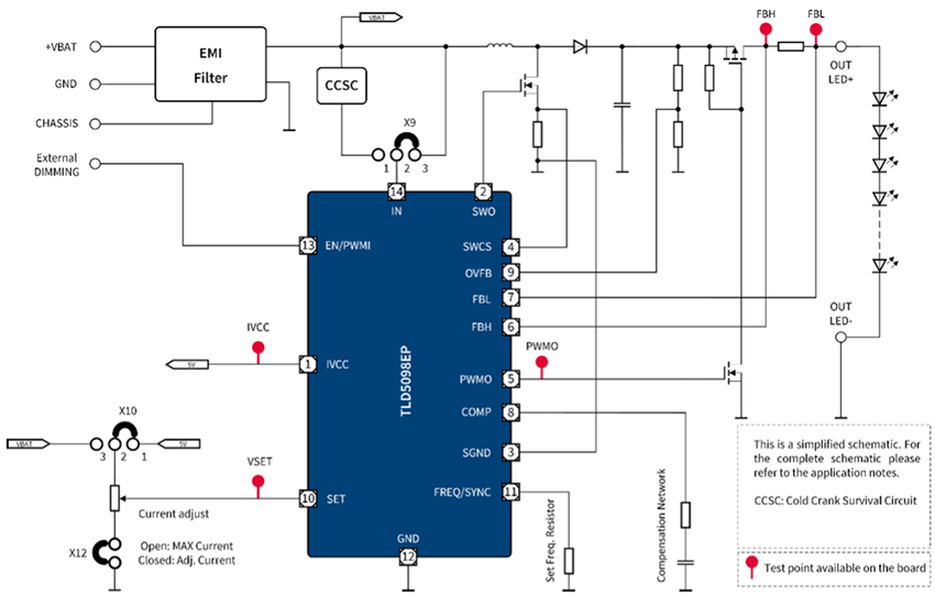 Schaltplan - Infineon Technologies TLD5098EP_B2G Evaluierungsboard